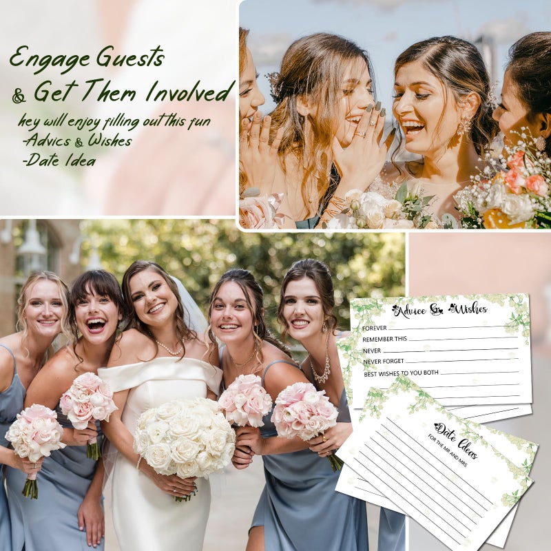 1DFAUL 60pcs Advice and Wishes for the Mr and Mrs  Wedding Advice Cards for Wedding Games  Bridal Shower Guest Book Advice Cards Box for Bride and Groom  Bridal Shower Decorations - Image 4